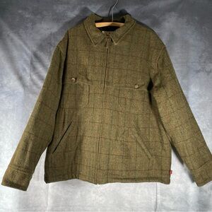 VTG Woolrich Green Plaid 16613 Men's Wool Quilted Lined Full Zip Outdoor Jacket